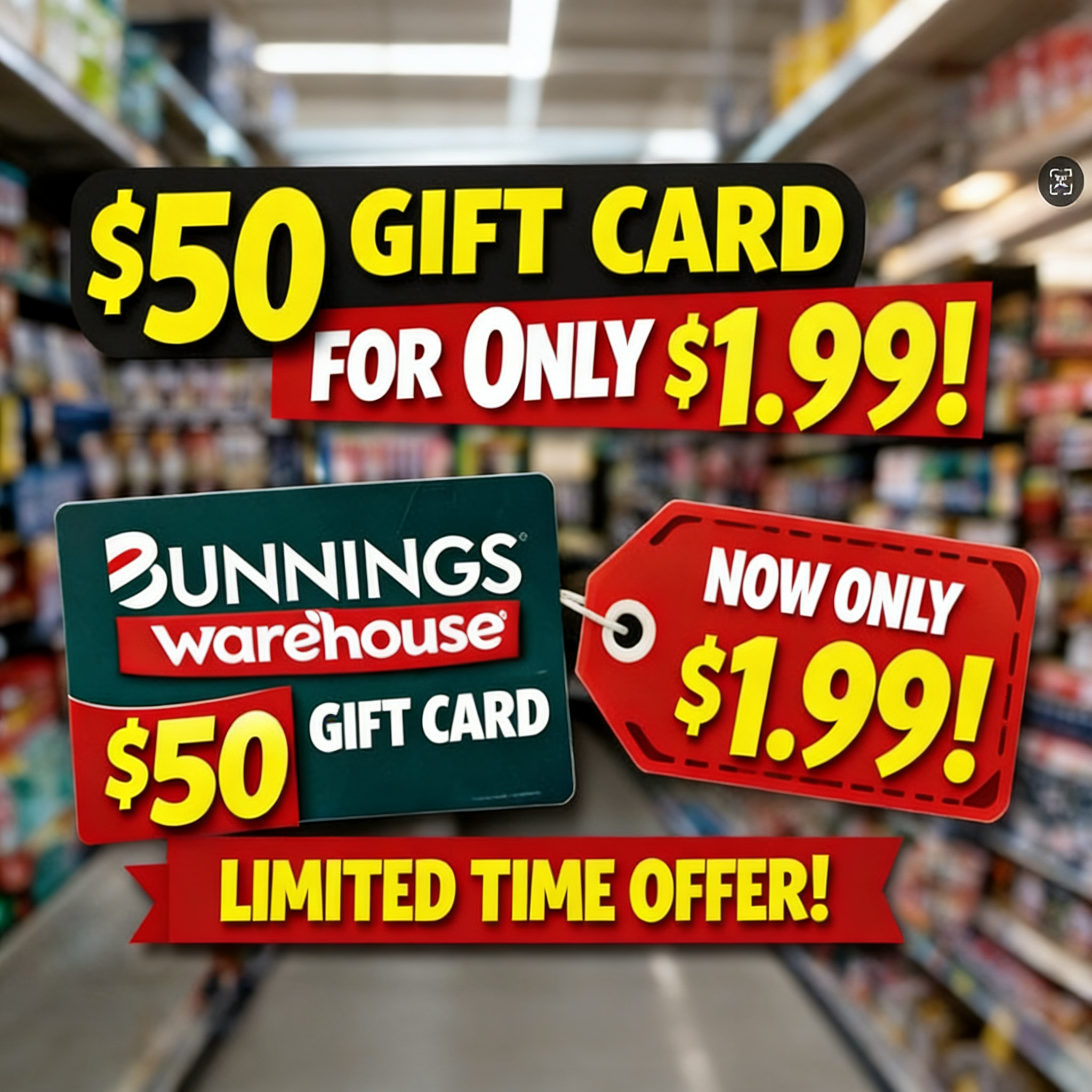 Bunnings $50 e-voucher code (Australia) – sent by email